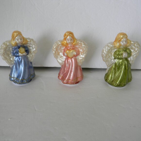 Set of 3 Illuminated Mercury Glass Angels by Valerie PARR HILL **NO LIGHTS - Picture 1 of 3